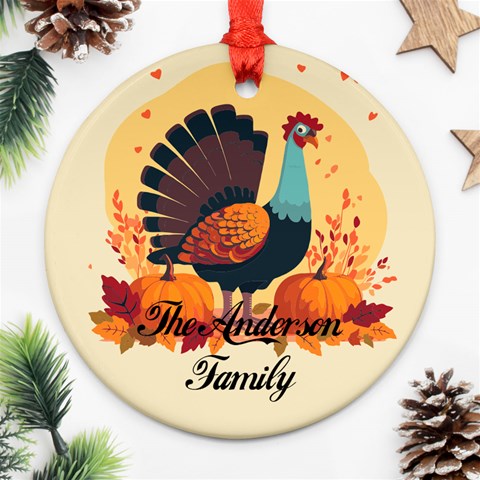 Personalized Thanksgiving Photo Family Name Any Text Round Ornament By Joe Front