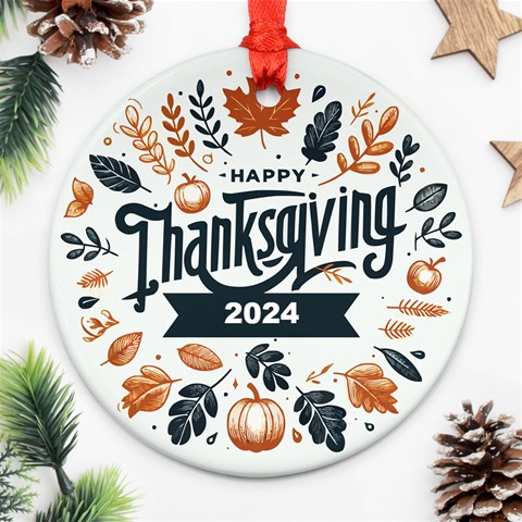 Personalized Thanksgiving Year Photo Round Ornament By Joe Front