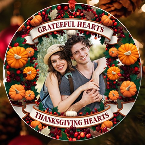 Personalized Thanksgiving Photo Round Ornament By Joe Front