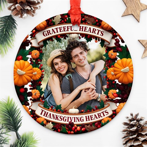 Personalized Thanksgiving Photo Round Ornament By Joe Front
