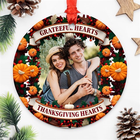 Personalized Thanksgiving Photo Round Ornament By Joe Back