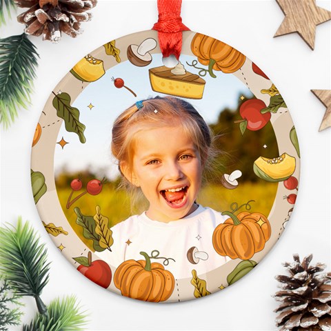 Personalized Thanksgiving Any Text Photo Round Ornament By Joe Front