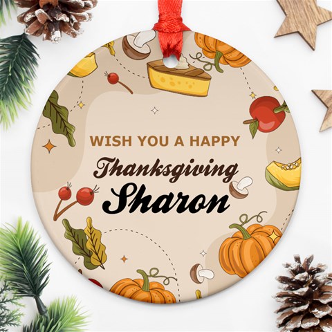 Personalized Thanksgiving Any Text Photo Round Ornament By Joe Back