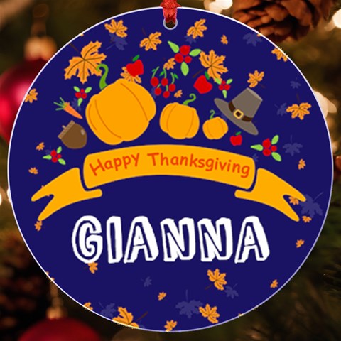 Personalized Thanksgiving Any Text Round Ornament By Joe Front
