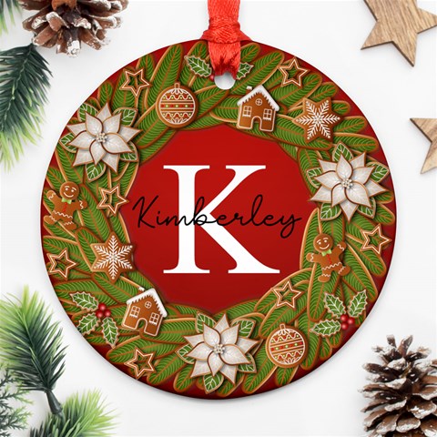 Personalized Photo Any Text Christmas Round Ornament By Katy Back