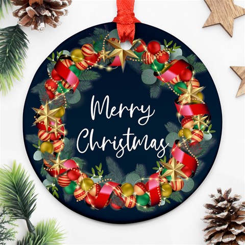 Personalized Photo Any Text Christmas Round Ornament By Katy Back