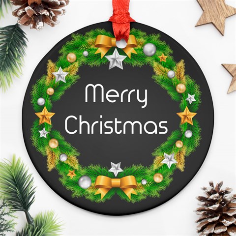 Personalized Photo Any Text Christmas Round Ornament By Katy Back