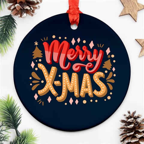 Personalized Photo Any Text Christmas Round Ornament By Katy Back