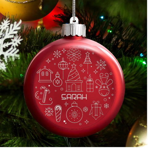 Personalized Christmas Any Text Name Led Glass Round Ornament By Joe Front