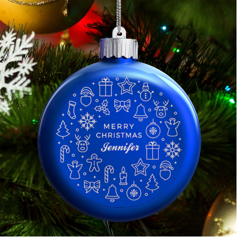 Personalized Christmas Any Text Name Led Glass Round Ornament By Joe Front