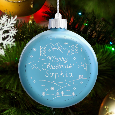 Personalized Christmas Any Text Name Led Glass Round Ornament By Joe Front