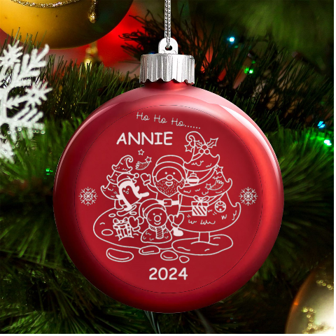 Personalized Christmas Any Text Name Led Glass Round Ornament By Joe Front