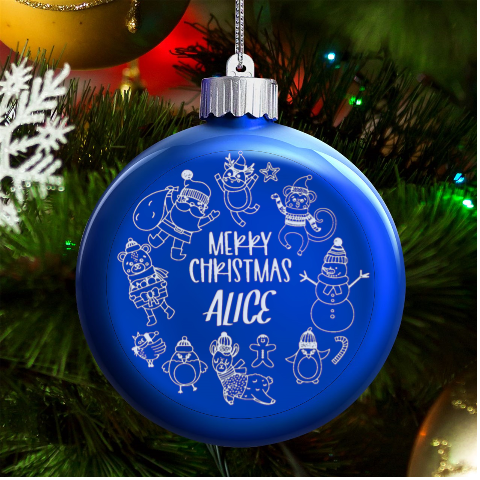 Personalized Christmas Any Text Name Led Glass Round Ornament By Joe Front