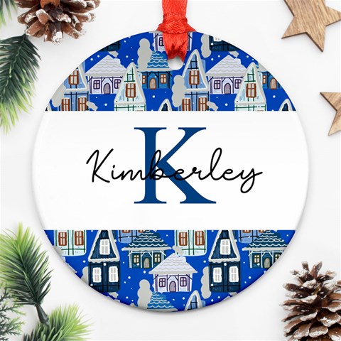 Personalized Photo Any Text Christmas Round Ornament By Katy Back
