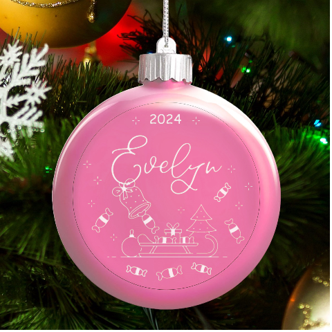 Personalized Christmas Any Text Name Led Glass Round Ornament By Joe Front