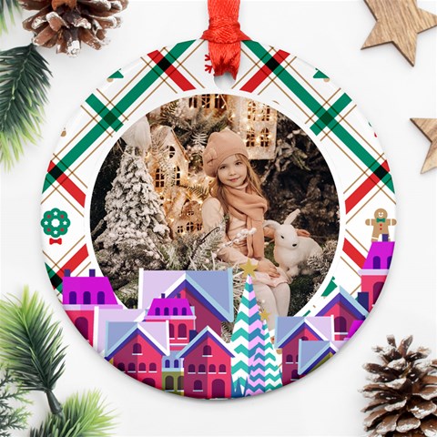 Personalized Photo Christmas Round Ornament By Katy Front