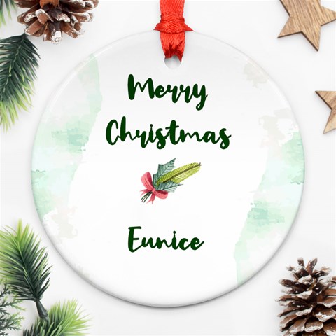 Personalized Photo Any Text Christmas Round Ornament By Katy Back