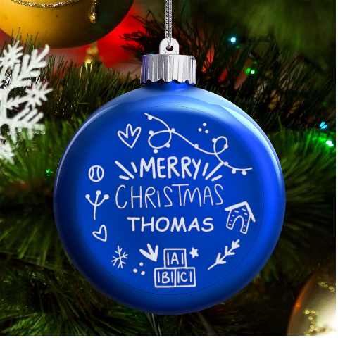 Personalized Christmas Any Text Name Led Glass Round Ornament By Joe Front