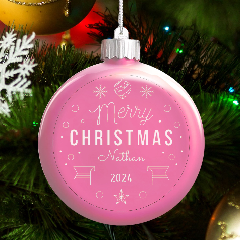 Personalized Christmas Any Text Name Led Glass Round Ornament By Joe Front