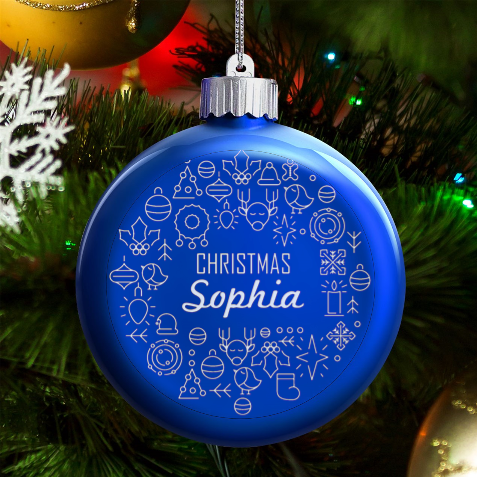 Personalized Christmas Any Text Name Led Glass Round Ornament By Joe Front