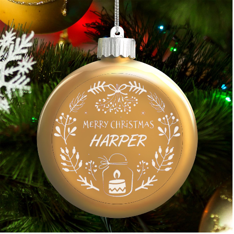 Personalized Christmas Any Text Name Led Glass Round Ornament By Joe Front
