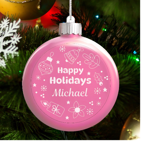 Personalized Christmas Any Text Name Led Glass Round Ornament By Joe Front