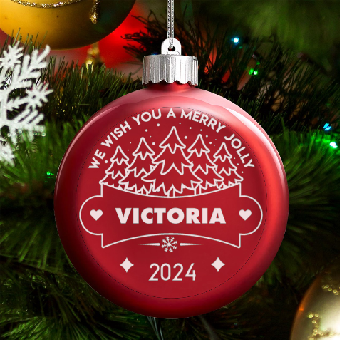 Personalized Christmas Any Text Name Led Glass Round Ornament By Joe Front