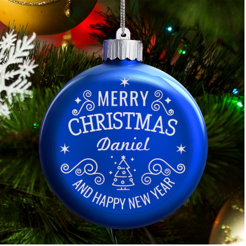 Personalized Christmas Any Text Name Led Glass Round Ornament By Joe Front