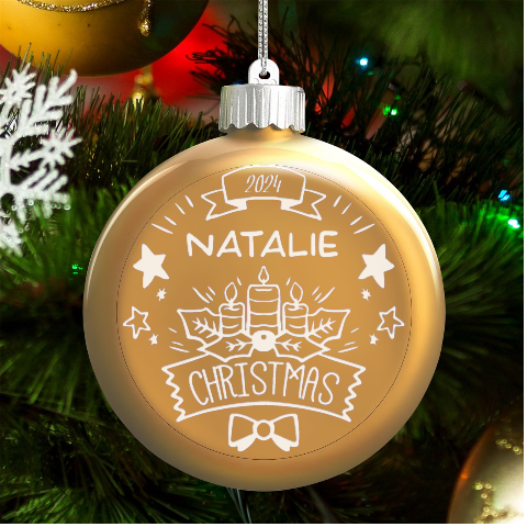 Personalized Christmas Any Text Name Led Glass Round Ornament By Joe Front