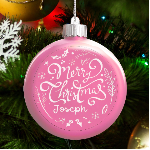 Personalized Christmas Any Text Name Led Glass Round Ornament By Joe Front