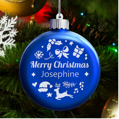 Personalized Christmas Any Text Name Led Glass Round Ornament By Joe Front
