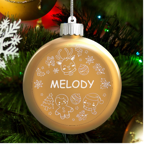 Personalized Christmas Any Text Name Led Glass Round Ornament By Joe Front