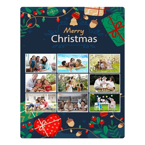 Personalized Christmas Photo Name Any Text Two Sides Premium Plush Fleece Blanket By Joe 80 x60  Blanket Front