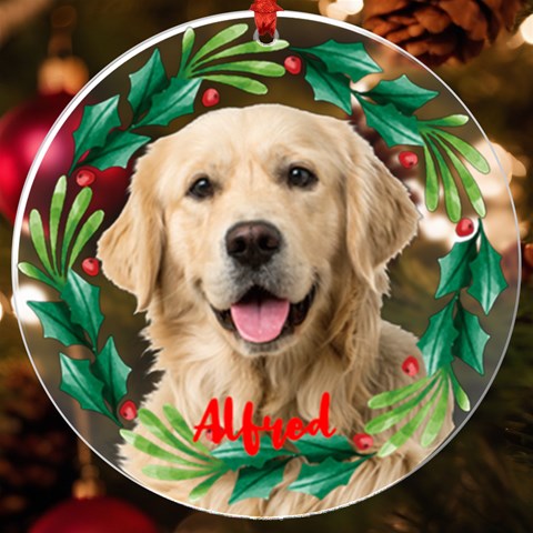 Personalized Any Text Pet Face Cut Uv Print Acrylic Ornament By Katy Front