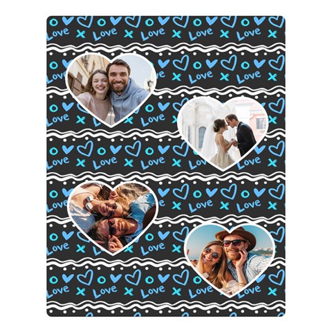 Personalized Photo Heart Frame Valentine s Day Two Sides Premium Plush Fleece Blanket By Katy 80 x60  Blanket Front