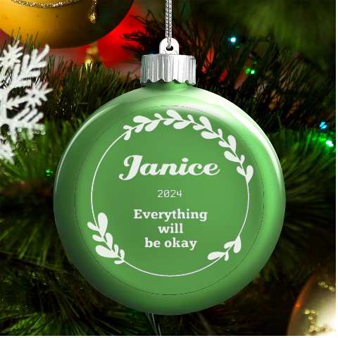 Nature Graphic Led Glass Round Ornament By Oneson Front