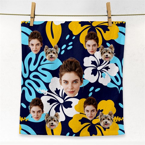 Personalized Photo Face Cut Rain Forest Flower Face Towel By Katy Front