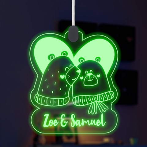 Personalized Couple Illustration Valentine Day Names Any Text Led Acrylic Ornament By Joe Front