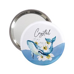 Personalized Name Any Text Whale with Flower Handbag Mirror - 2.25  Handbag Mirror