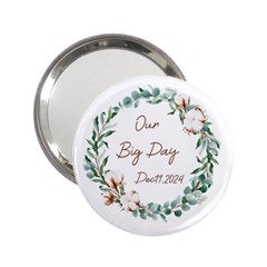 Personalized Name Any Text Wedding Leaf Frame Handbag Mirror - 2.25  Handbag Mirror