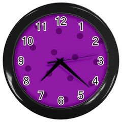 purple clock - Wall Clock (Black)