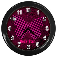 rock star chick - Wall Clock (Black)