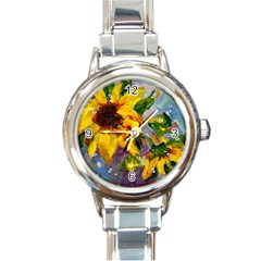 Single Sunflower - Round Italian Charm Watch