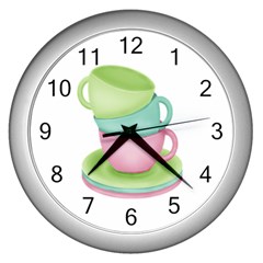 Tea Party Clock - Wall Clock (Silver)