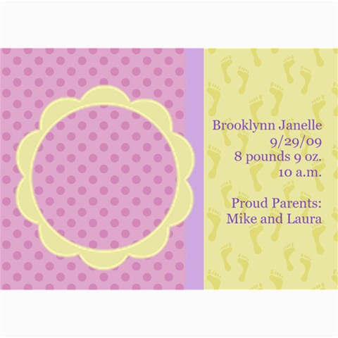 Baby Girl 5x7 Announcements By Klh 7 x5  Photo Card - 1