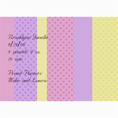 Baby Girl 5x7 Announcements By Klh 7 x5  Photo Card - 8