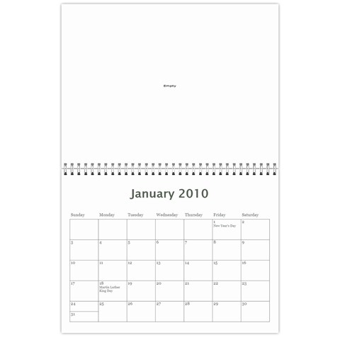 2010 Calendar Jan 2010
