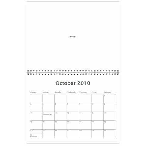 2010 Calendar Oct 2010