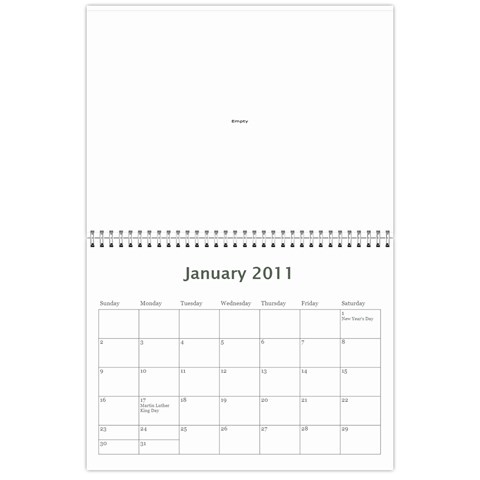 2010 Calendar Jan 2011