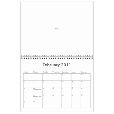 2010 Calendar Feb 2011